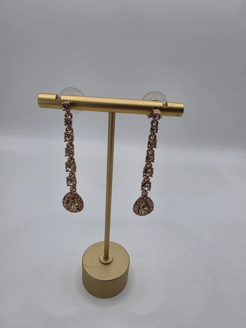 Davids Bridal Rose Gold Teardrop Swarovski Drop Earrings